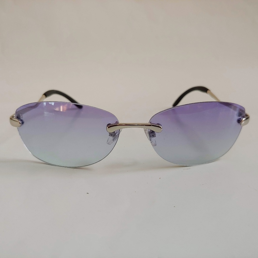 NWT Vintage 90's Rectangle Metal Rimless Fashsion Sunglasses (S. Silver)